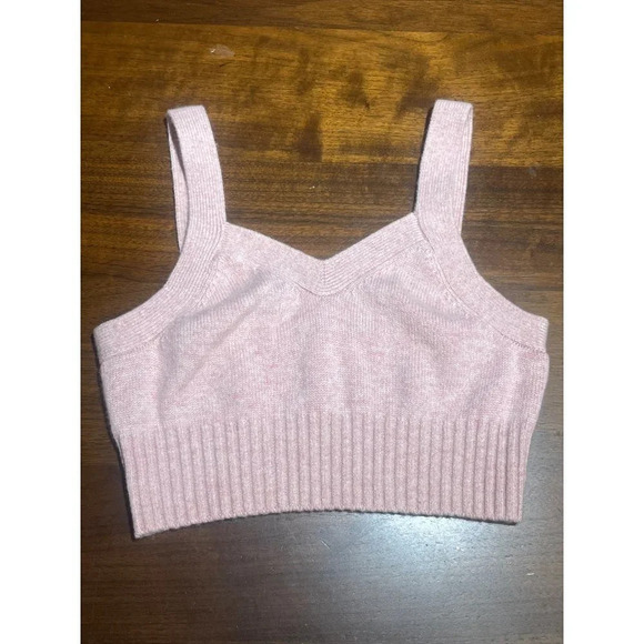 SABLYN Joyce Cashmere Ribbed Knit Top in Peony Pink XSmall New Mélange bralette - Picture 5 of 13